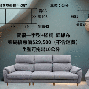 寶福一字型+腳椅 貓抓布